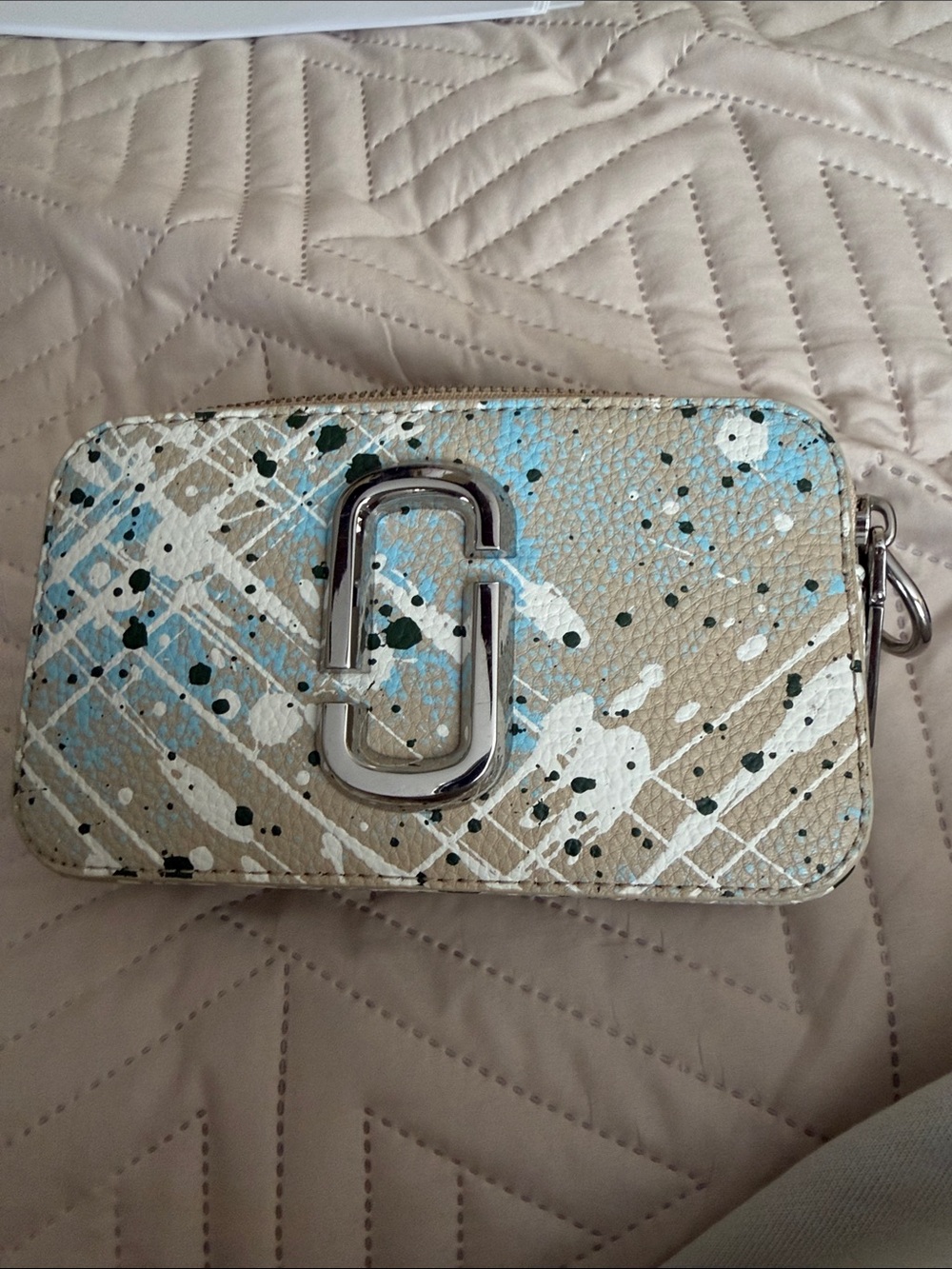 Marc By Marc Jacobs Beige Paint-Splatter Mini Crossbody Wallet